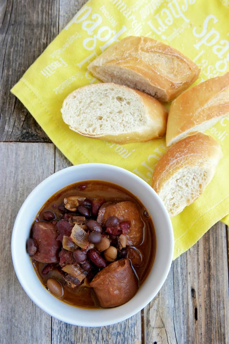 Crock Pot Kielbasa And BBQ Baked Beans Slow Cooker Recipe